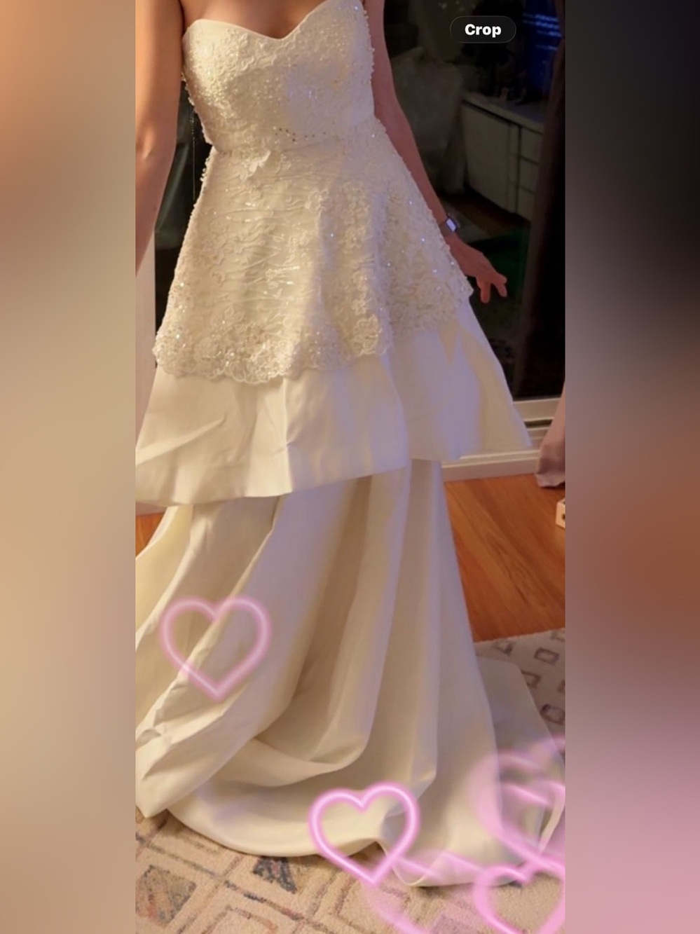 Ivory Strapless Lace Peplum Wedding Dress